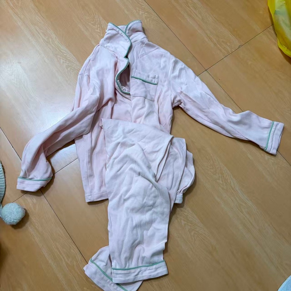 Pink Kids Pajamas with Green Trim